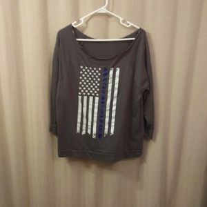 Thin Blue Line off shoulder shirt